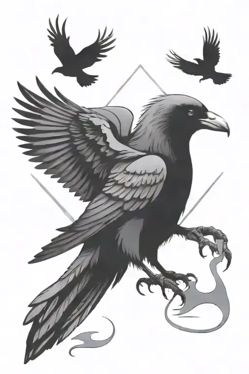 Futuristic Black Crow With The Name Sage Added As A Text