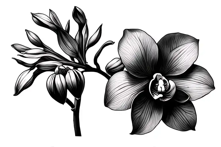 Ladies Tresses Orchid Masculine Tattoo Design