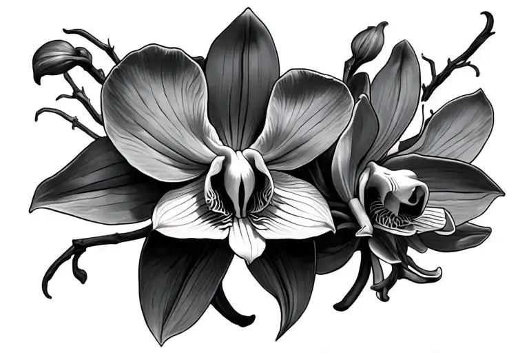 Ghost Orchid Masculine Tattoo Design