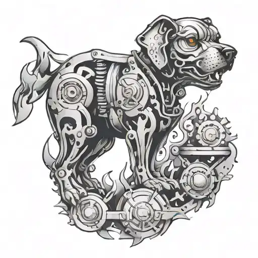 Mechanical Dog With Fire