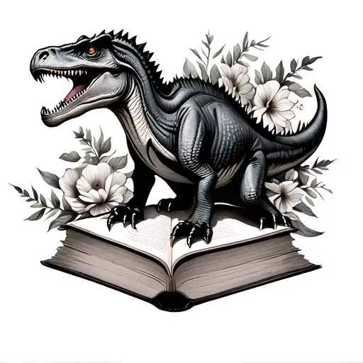 Dinosaur Magical Fantasy Book Flowers