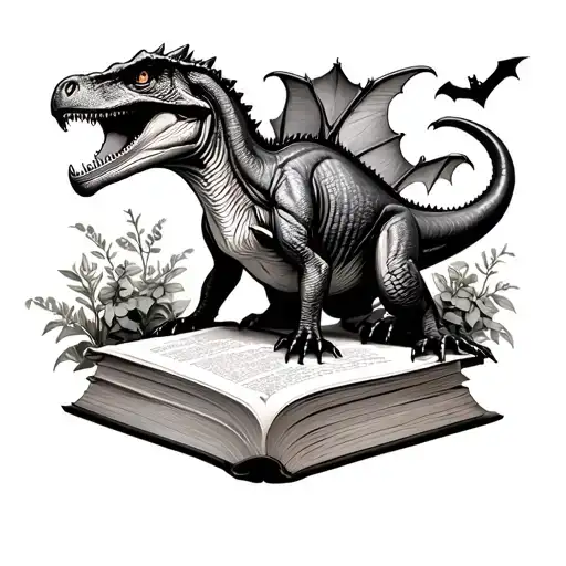 Dinosaur Magical Fantasy Book Plants Bats