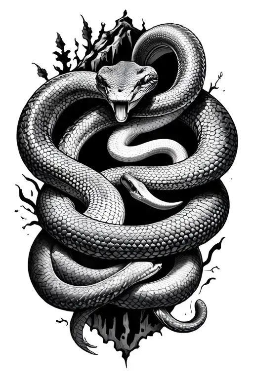 Snake And Cave Around Arms