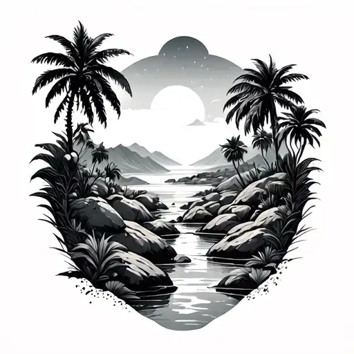 Black Desert Oasis Surrounded