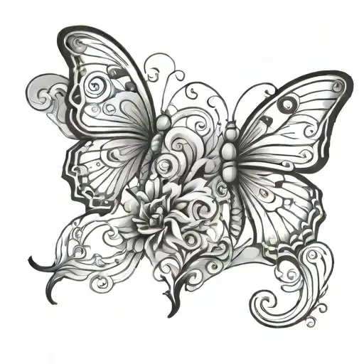 Two Butterfly Tattoo J Initial