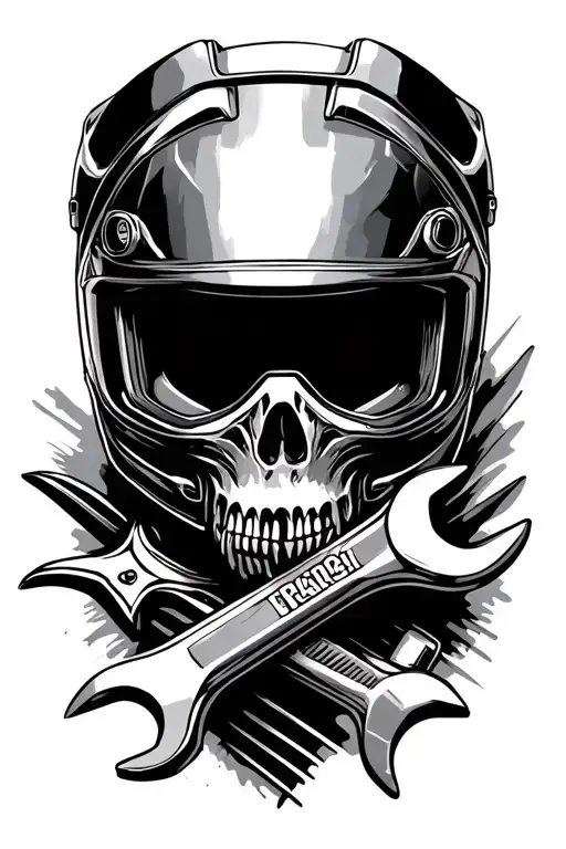 Wrench And Motorcycle Helmet