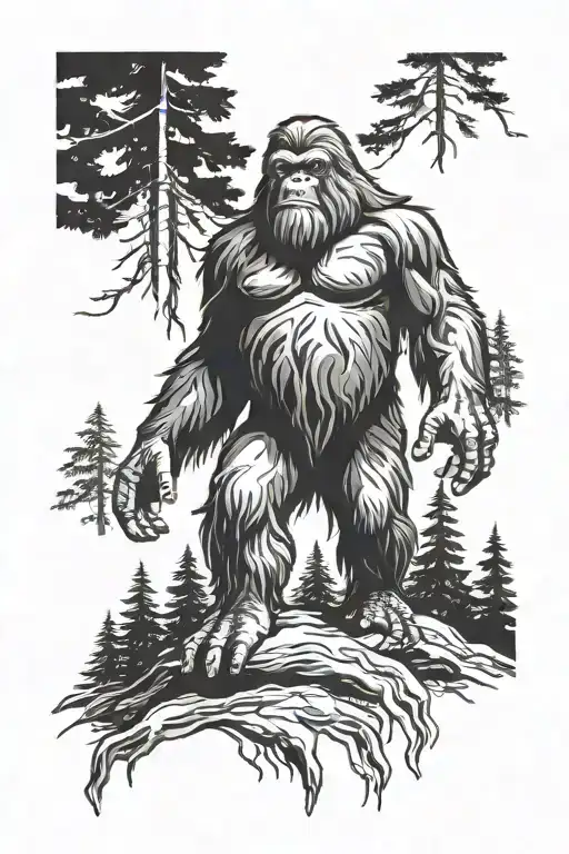 Sasquatch Siloette In The Forest