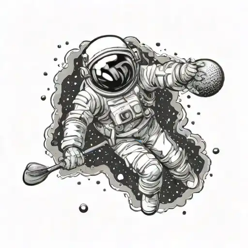 Astronaut Hitting Golf Ball