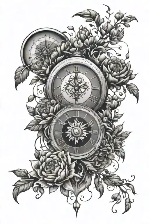 Birth Clock With Cosmos And Marigold Flowers Intertwined