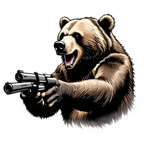 Bear Shooting Guns In The Air