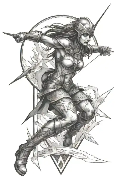 Female Warrior Breaking Through Mirror