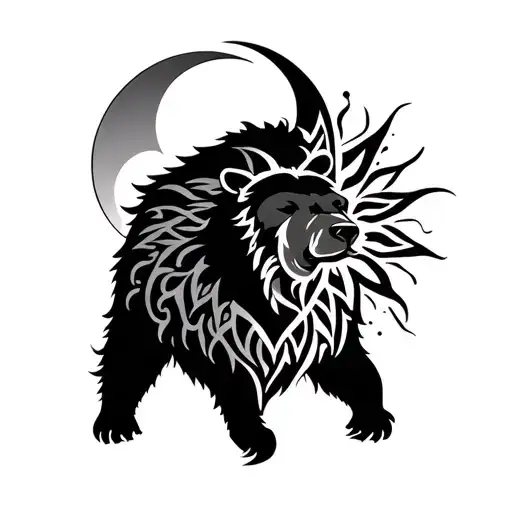 Tribal Bear Sun And Moon