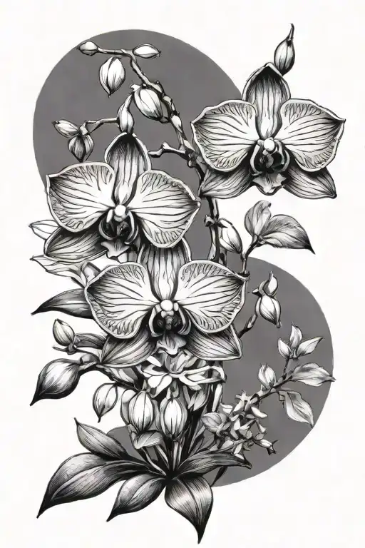 Orchid Flower With Raccoons