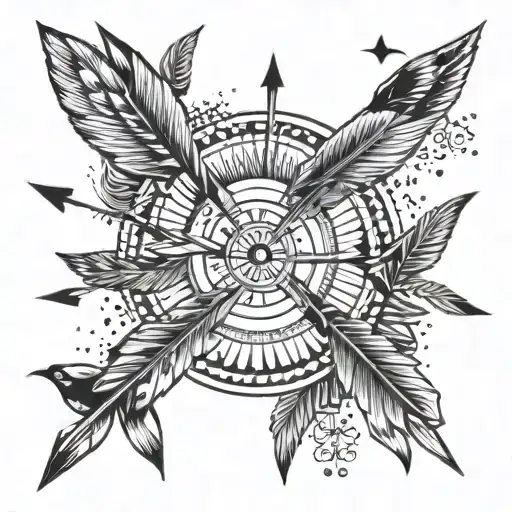 Native Arrow Surrounded By Birds Flying