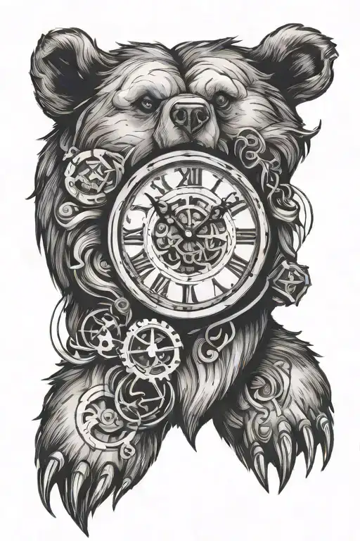 Bear Clock Surrounded
