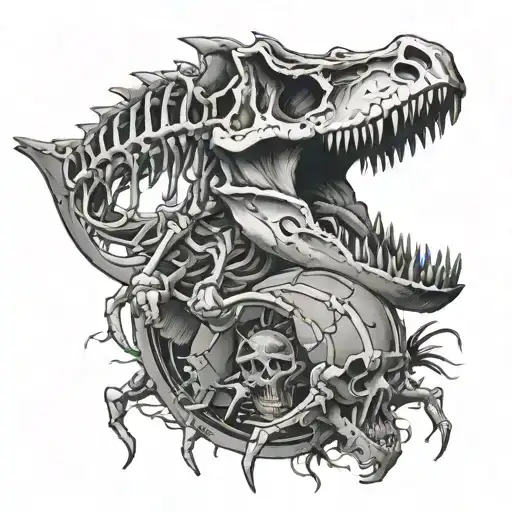 Dinosaur Skeleton And Horror