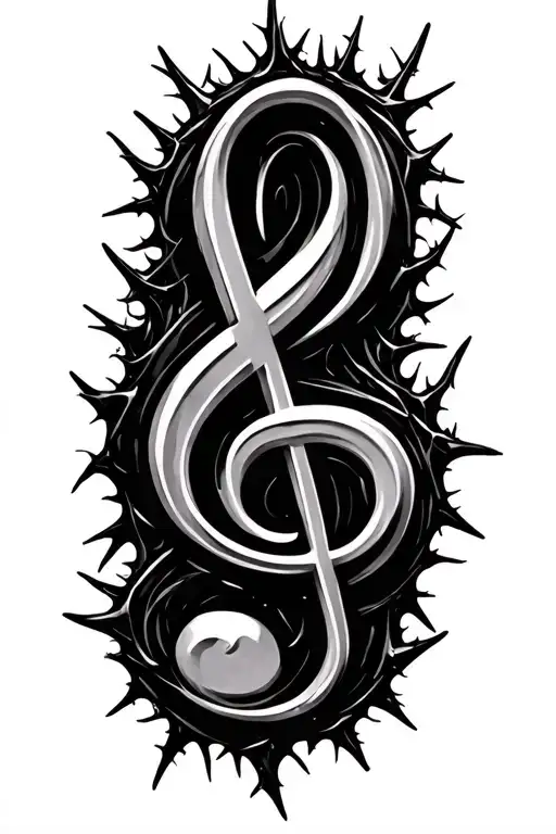 Music Note Intertwined And Thorny Letters