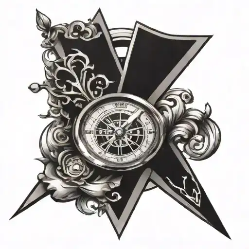 Compass And Clock With Letter V And L