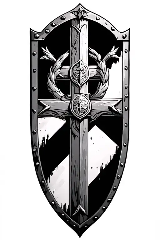 Templar Shield With Golgotha Background Black