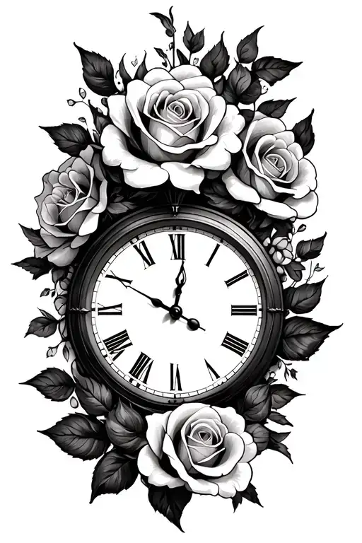 Clock And Roses