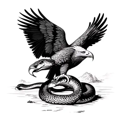 Mexican Eagle Eating Snake