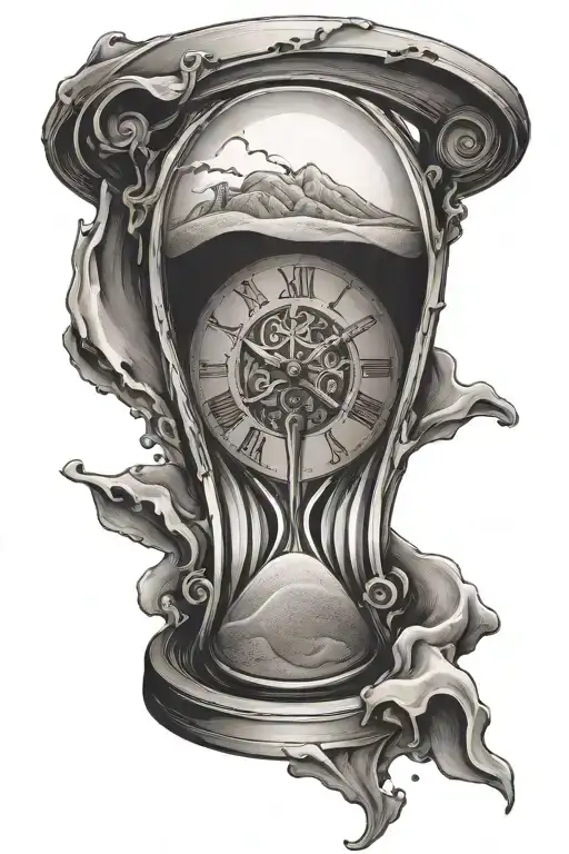 Clock Melting Hour Glass With Sand