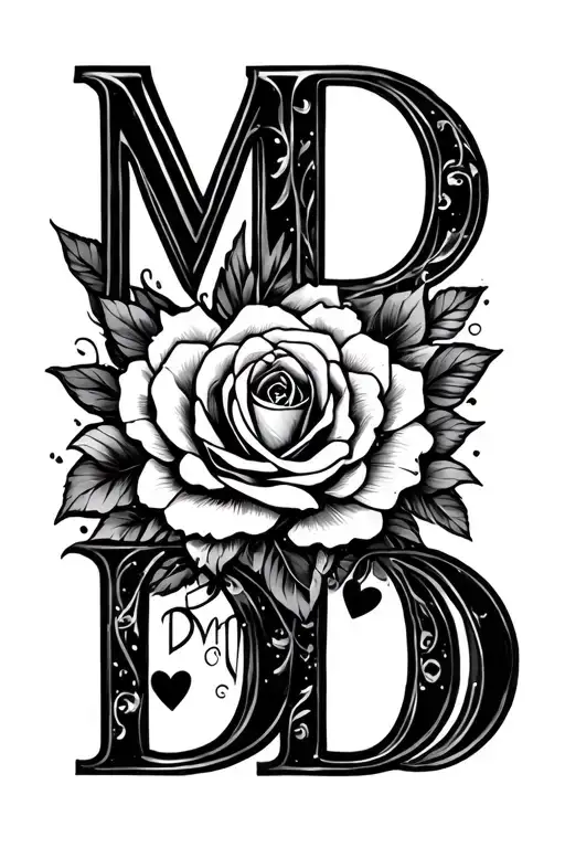 Romantic Tatto With Letters Mddd Add Some Hearts And Romantic Details