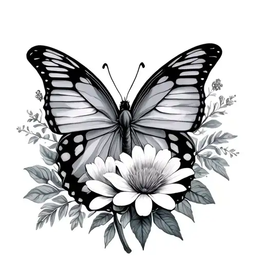 Butterfly And Birth Flowers