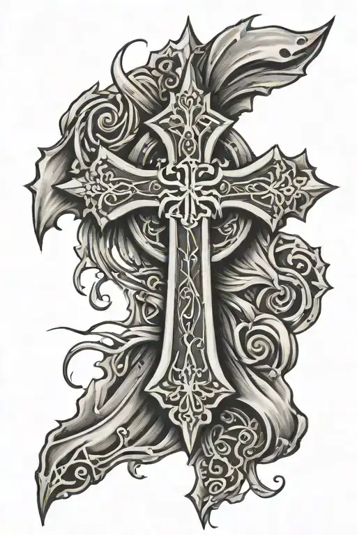 Plain Christian Cross Broken Into 4 Quadrants