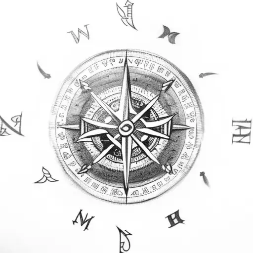 Viking Compass With Norse Symbols And Runes