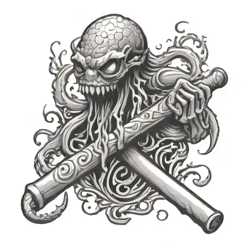 Kracken Playing Baseball Bat