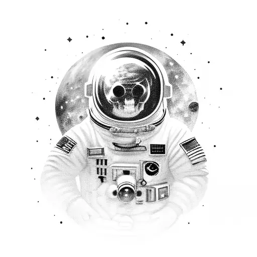 A Black And Grey Realistic Style Cosmonaut Exploring Outer Space