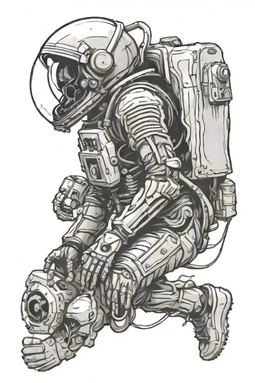 Skeleton Astronaut From The Side View