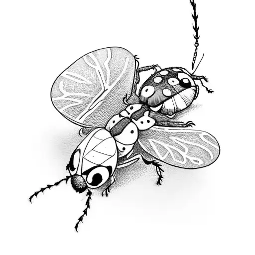 Small Ladybug And Dragon Fly