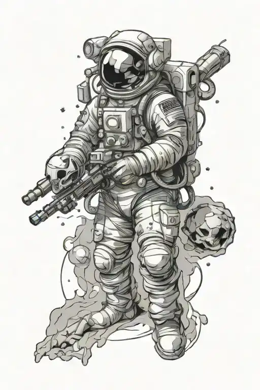 Astronaut With Skull