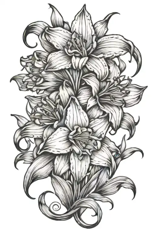 Lily And Daffodil Entwined Together