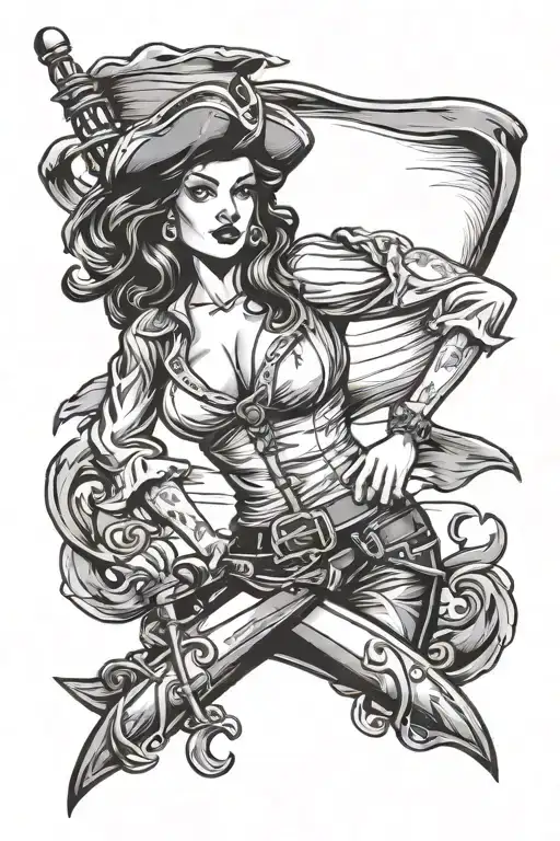 Pinup Girl Pirate Flag