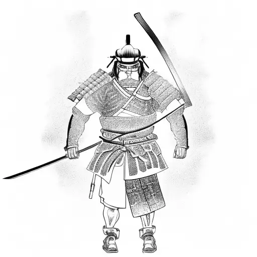 A Samurai Warrior Welding A Sword In A Garage