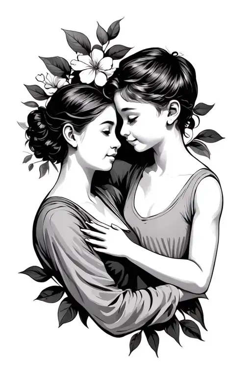 A Silluete Of A Mother And A Son