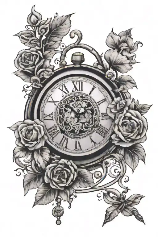 Clock With Flowers Around It And With The Name Edith