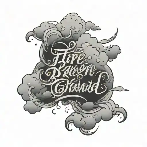 Script Font Surrounded By Clouds Fire Rain