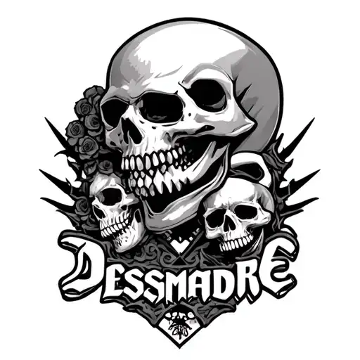 Skulls And Biker With The Word Desmadre