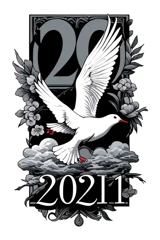 Roman Numerals 20 January 2021 With Dove And Clouds