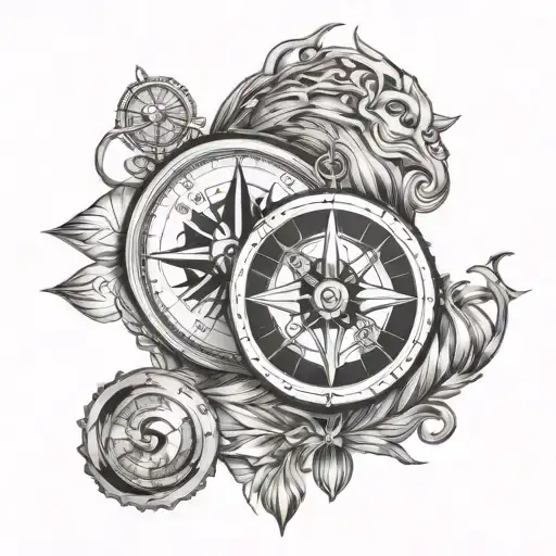 Compass And Pisces Zodiac Sign