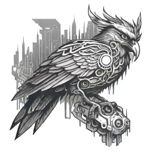 The Mythical Homa Bird As Cyberpunk With Cyber And Mechanical Elements