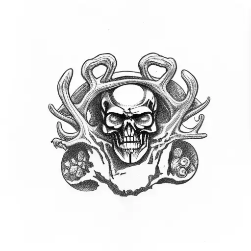 Grateful Deadskull Ring With Deer And Woods In Middle