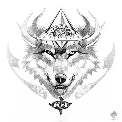 Viking With Wolf And Compass And Anchor