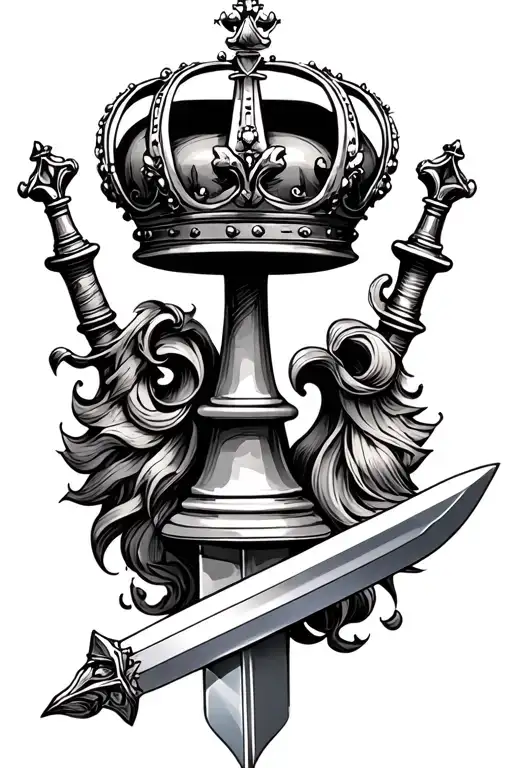 Queen Chess Piece With Crown And Sword