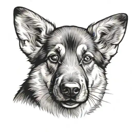 Adorable German Shepard Puppy Face With Floppy Ears