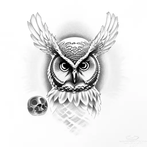 Create A Male Tattoo Of An Owl With Roses And A Moon